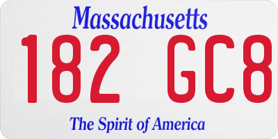 MA license plate 182GC8