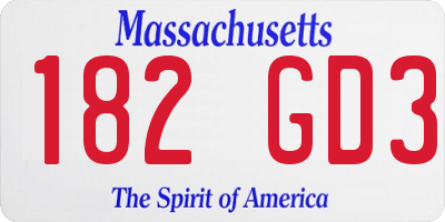 MA license plate 182GD3