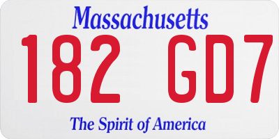 MA license plate 182GD7