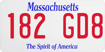 MA license plate 182GD8