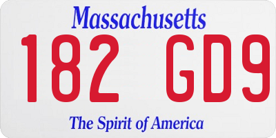 MA license plate 182GD9