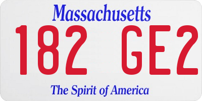 MA license plate 182GE2