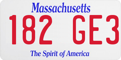 MA license plate 182GE3