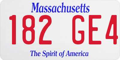 MA license plate 182GE4