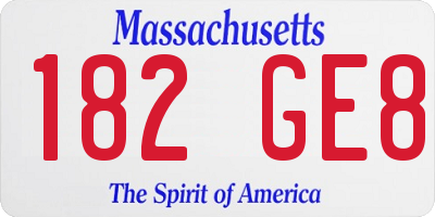 MA license plate 182GE8