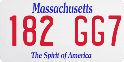 MA license plate 182GG7
