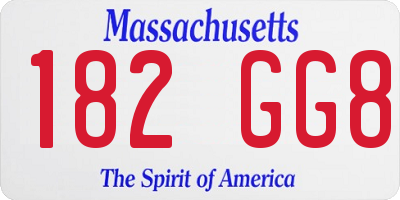 MA license plate 182GG8