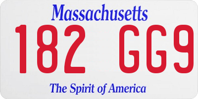 MA license plate 182GG9