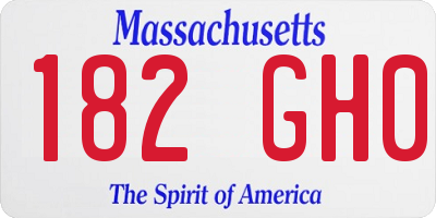 MA license plate 182GH0