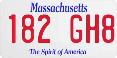 MA license plate 182GH8