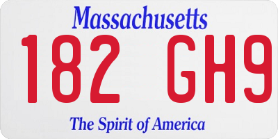 MA license plate 182GH9