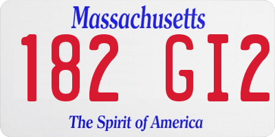 MA license plate 182GI2
