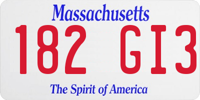 MA license plate 182GI3