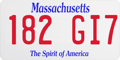 MA license plate 182GI7