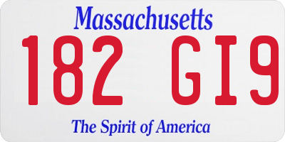 MA license plate 182GI9