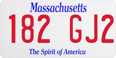 MA license plate 182GJ2