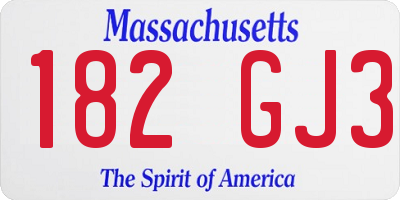 MA license plate 182GJ3