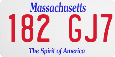 MA license plate 182GJ7