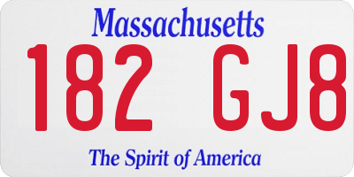 MA license plate 182GJ8