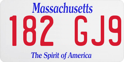 MA license plate 182GJ9