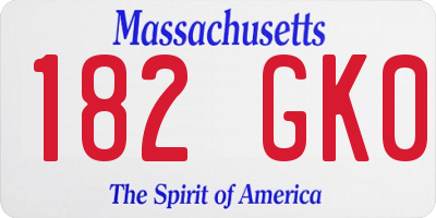 MA license plate 182GK0