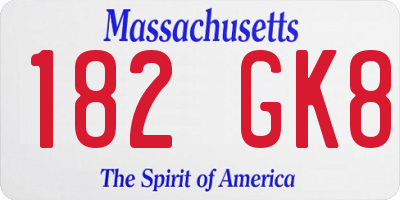 MA license plate 182GK8