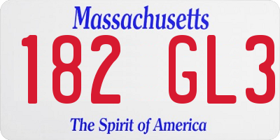 MA license plate 182GL3