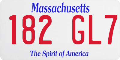MA license plate 182GL7
