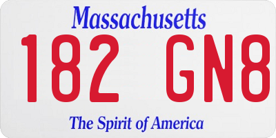 MA license plate 182GN8