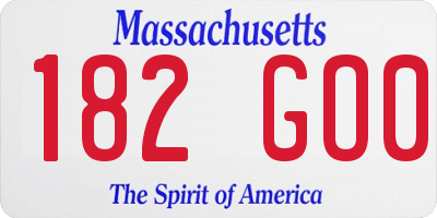 MA license plate 182GO0