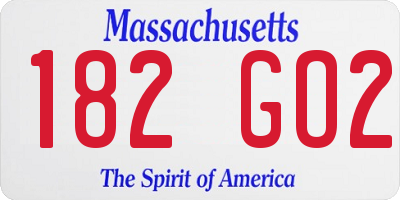 MA license plate 182GO2