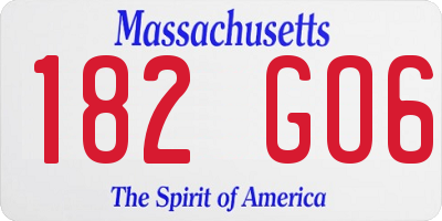 MA license plate 182GO6