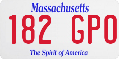MA license plate 182GP0