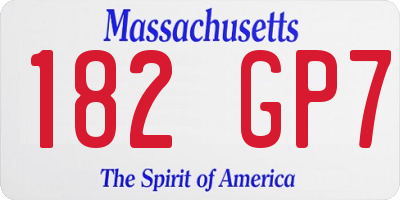 MA license plate 182GP7