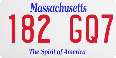 MA license plate 182GQ7