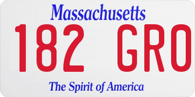 MA license plate 182GR0