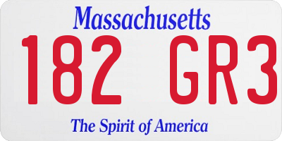 MA license plate 182GR3
