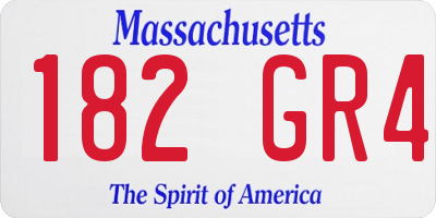 MA license plate 182GR4