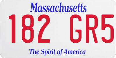 MA license plate 182GR5