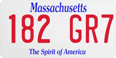 MA license plate 182GR7