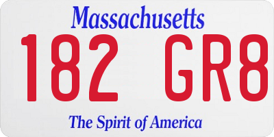 MA license plate 182GR8