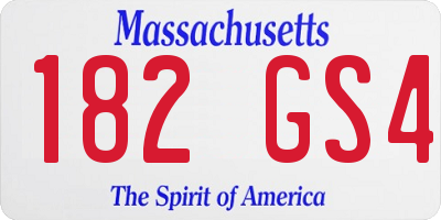 MA license plate 182GS4