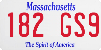 MA license plate 182GS9