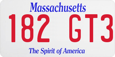 MA license plate 182GT3