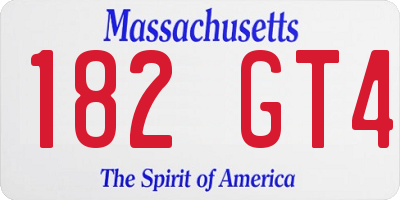 MA license plate 182GT4