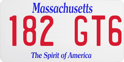 MA license plate 182GT6