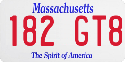 MA license plate 182GT8