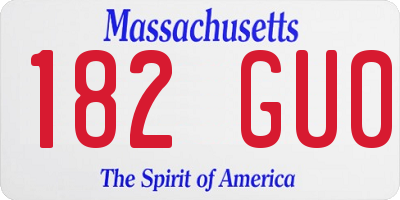 MA license plate 182GU0