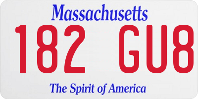 MA license plate 182GU8