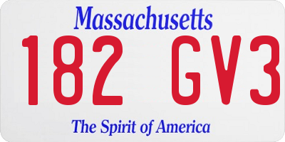MA license plate 182GV3